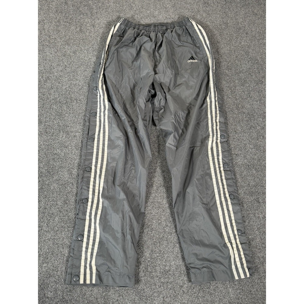 Vintage 90s Adidas‎ Tear Away Snap Pants Mens M Gray 3 Stripe Track Warm Up Y2K